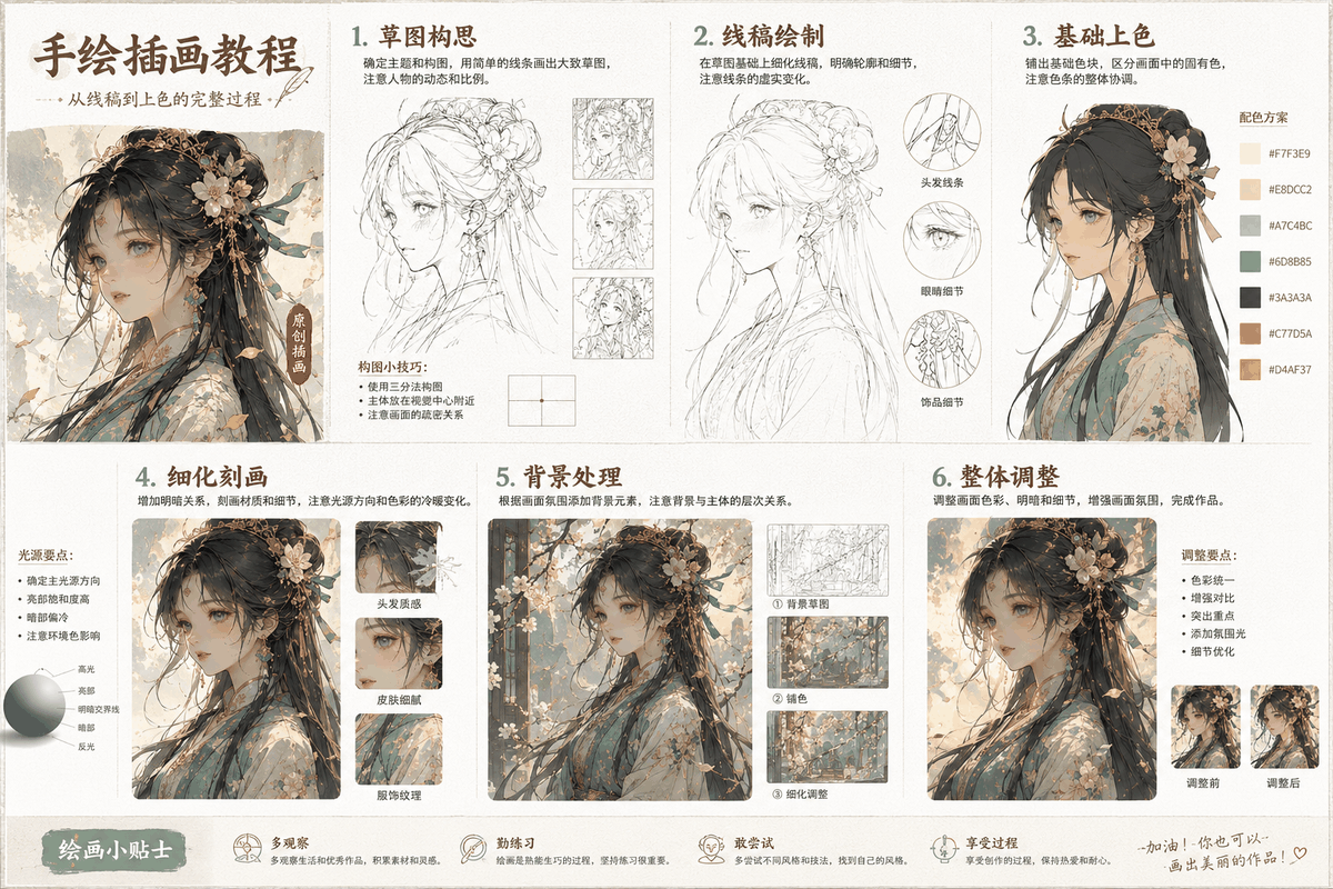 手绘插画教程:零基础学习插画设计全流程